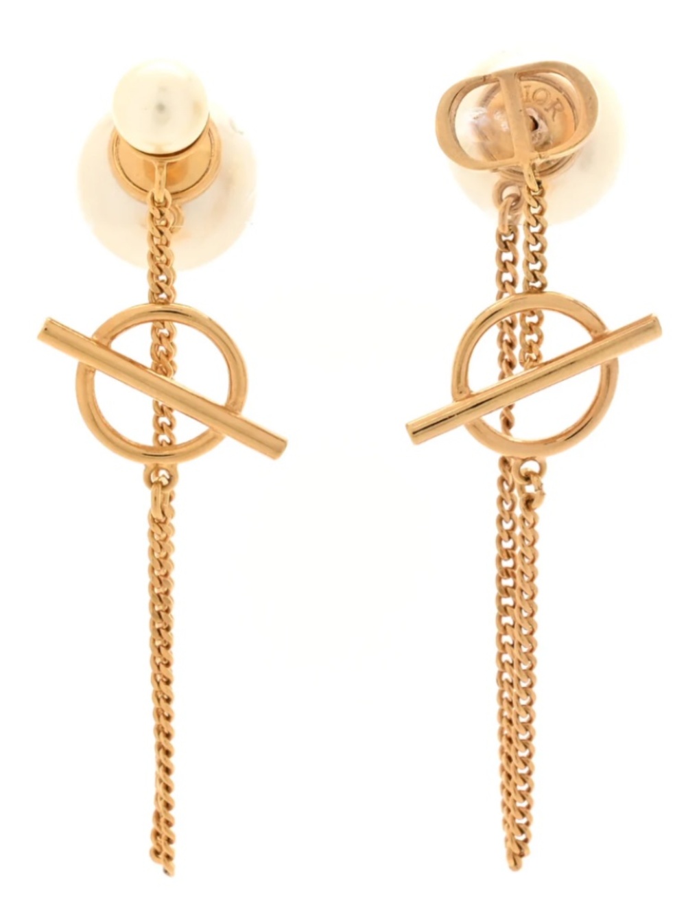 Dior Tribales Earring- CD Circles & Chains Pearl and Gold